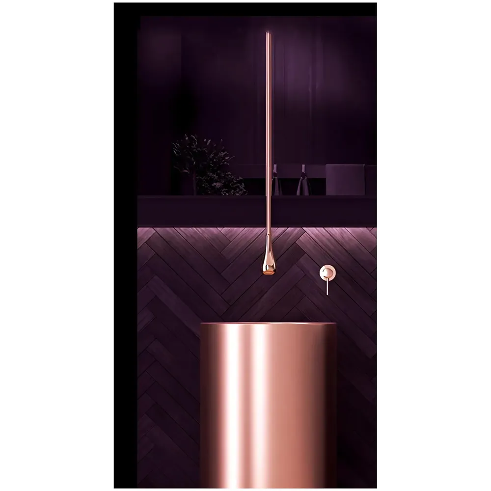 Rose Gold Ceiling Faucet Single Lever Basin Tap Mixer Soft Aerated Water Spout with Ceramic Cartridge Hot and Cold Water, Bathtub False Ceiling Tap, Rose Golden 160 Cm Length Drop Down