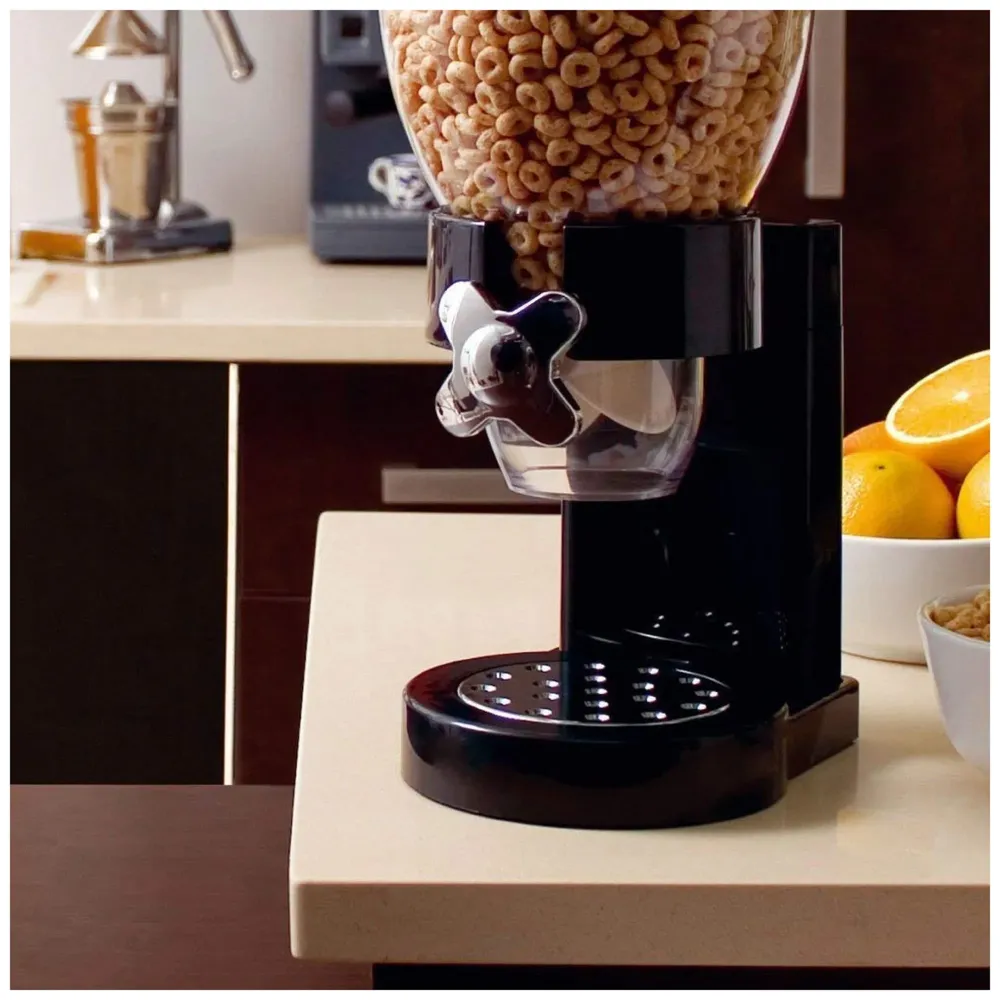 Polyvinyl Chloride Pvc Airtight Kitchen Storage Cereal Food Dispenser, Black Single Jar, 1100 Ml - 4