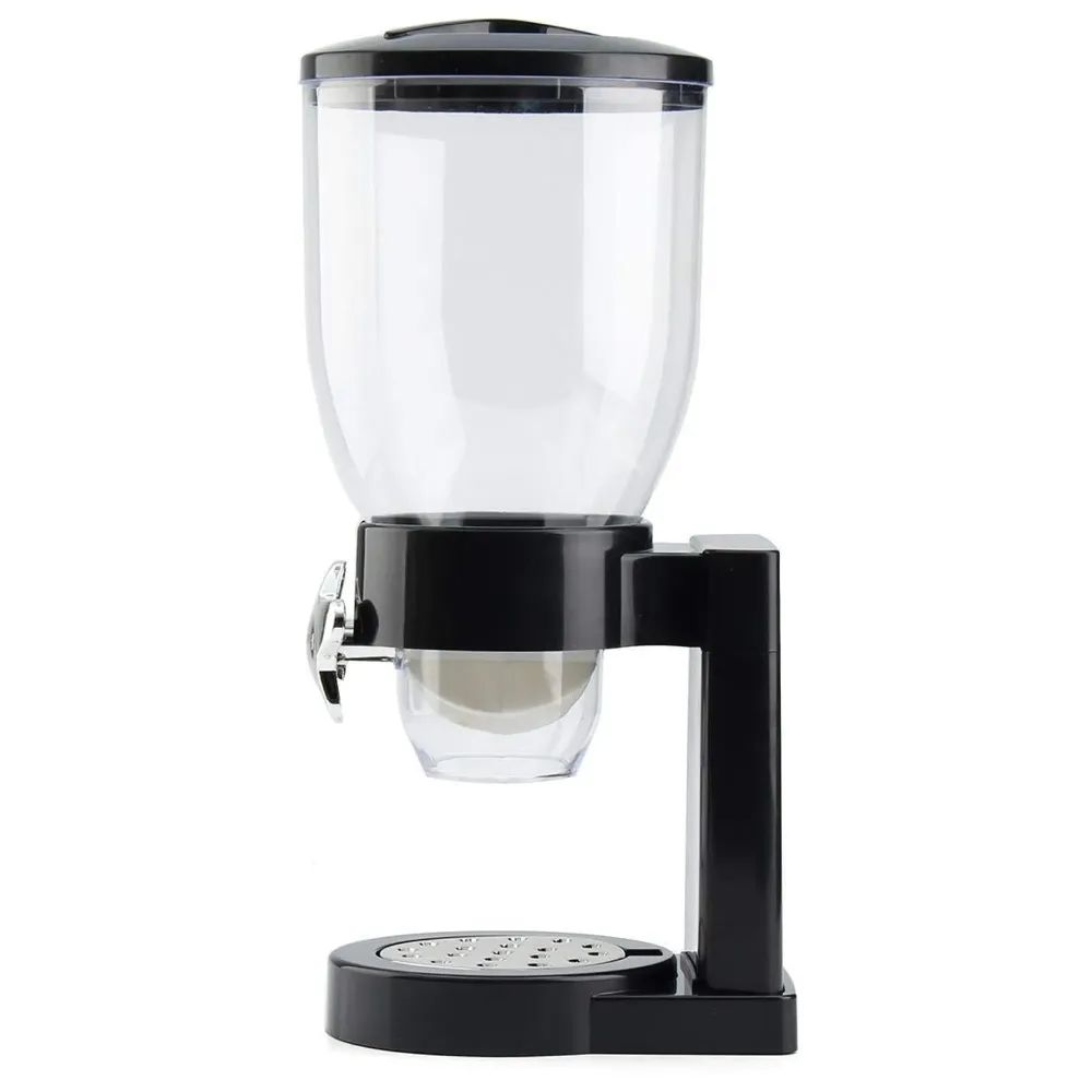 Polyvinyl Chloride Pvc Airtight Kitchen Storage Cereal Food Dispenser, Black Single Jar, 1100 Ml - 5