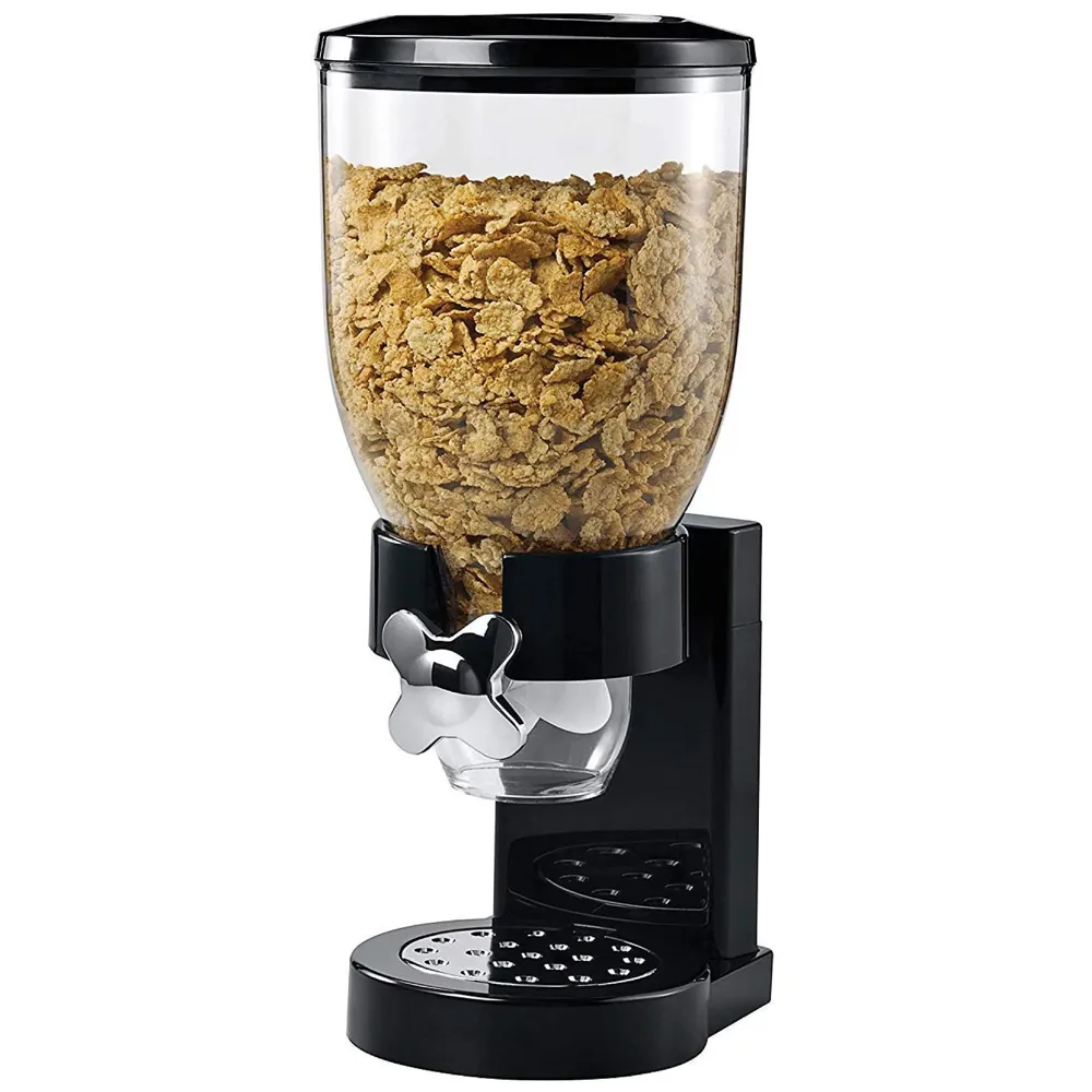 Polyvinyl Chloride Pvc Airtight Kitchen Storage Cereal Food Dispenser, Black Single Jar, 1100 Ml