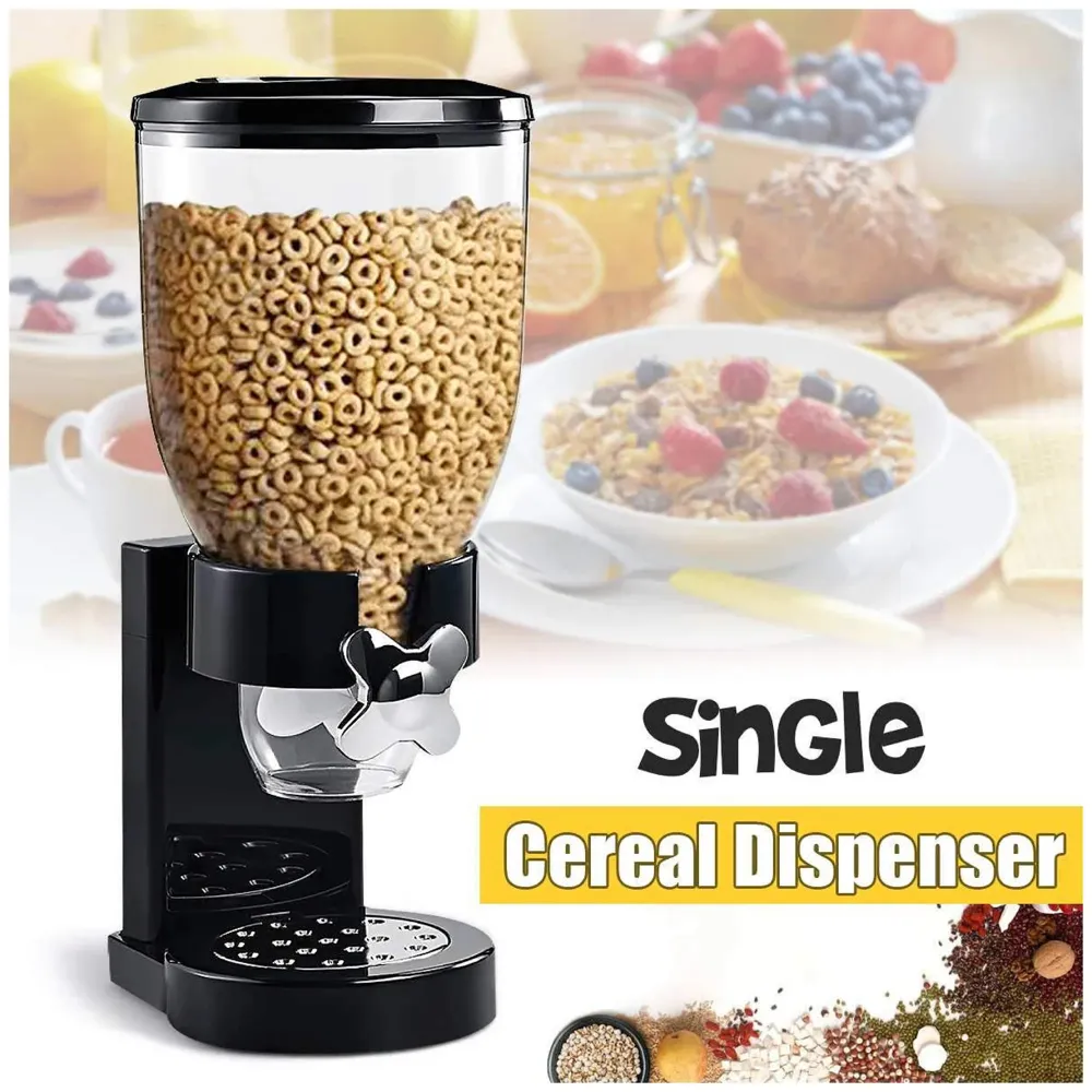 Polyvinyl Chloride Pvc Airtight Kitchen Storage Cereal Food Dispenser, Black Single Jar, 1100 Ml