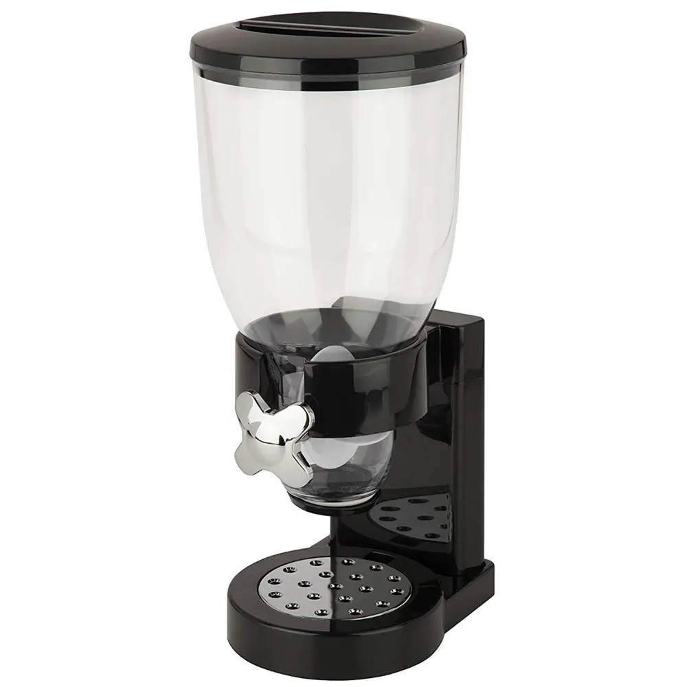 Polyvinyl Chloride Pvc Airtight Kitchen Storage Cereal Food Dispenser, Black Single Jar, 1100 Ml