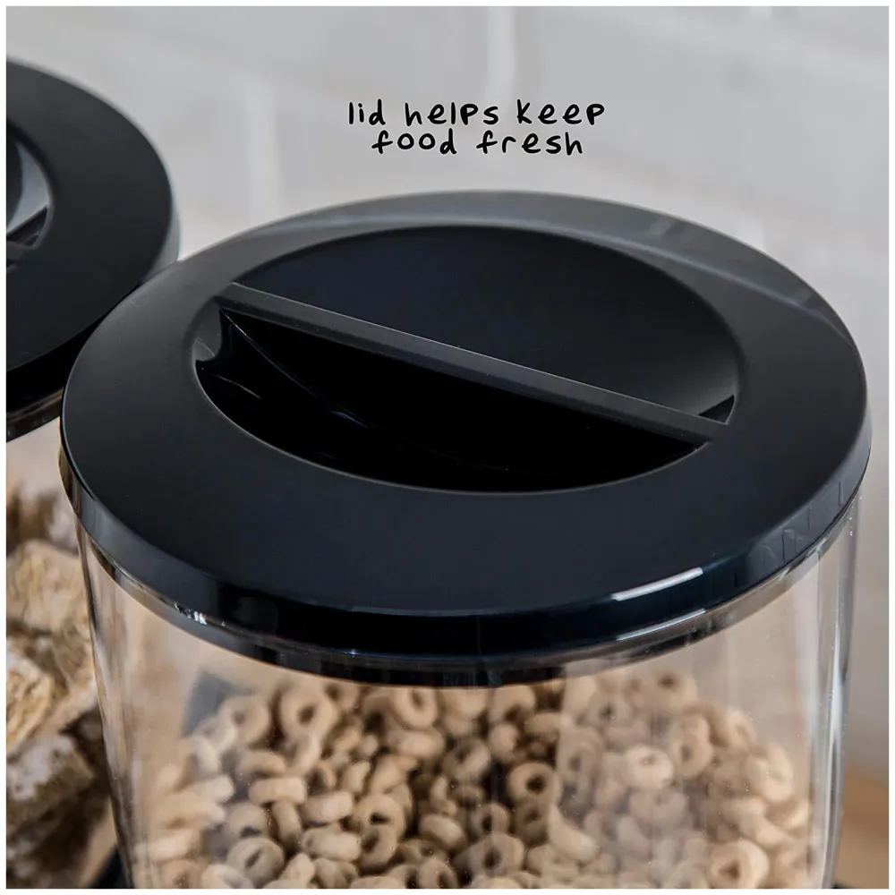 Airtight Double Jar Food Dispenser Kitchen Storage Container for Cornflakes/Cereal/Pulses/Beans/Oatmeal/Candy/Namkeen/Dry Food PVC - 500 gm, 2 Piece, Black