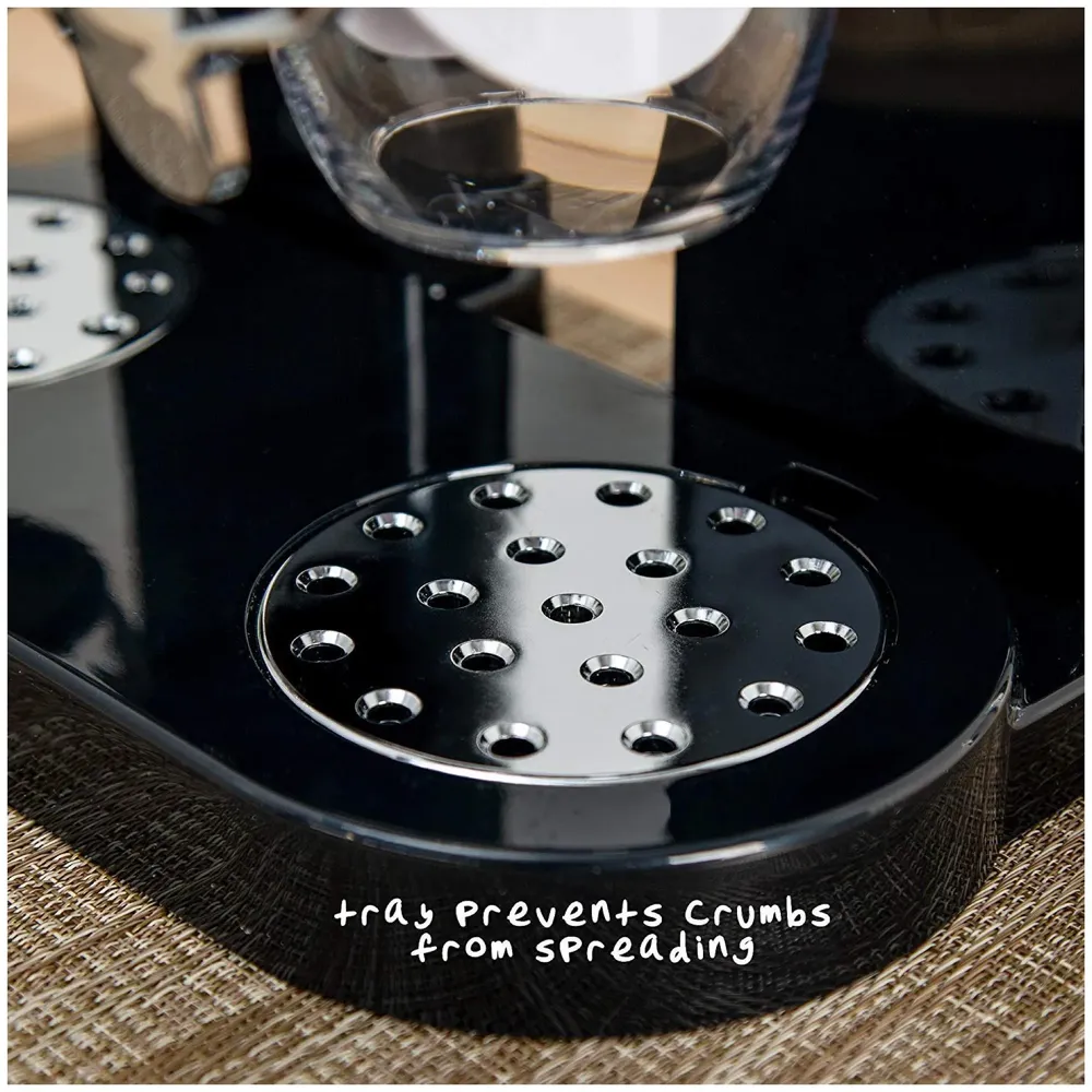 Airtight Double Jar Food Dispenser Kitchen Storage Container for Cornflakes/Cereal/Pulses/Beans/Oatmeal/Candy/Namkeen/Dry Food PVC - 500 gm, 2 Piece, Black