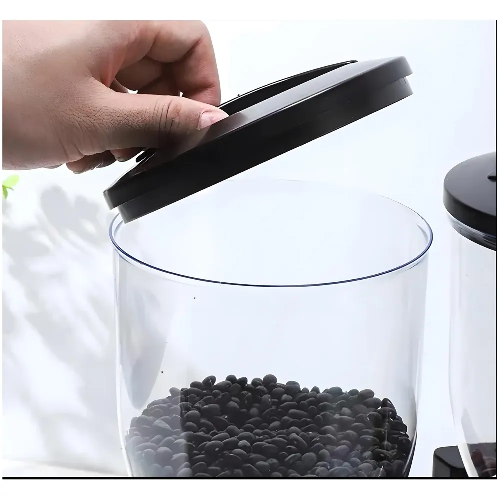 Triple Cereal Dispenser Airtight Kitchen Storage for Cornflakes/Cereal/Pulses/Beans/Oatmeal/Candy/Namkeen/Dry Food Container Food Dispenser, Black Triple Jar - 42 x 35 cm - 9