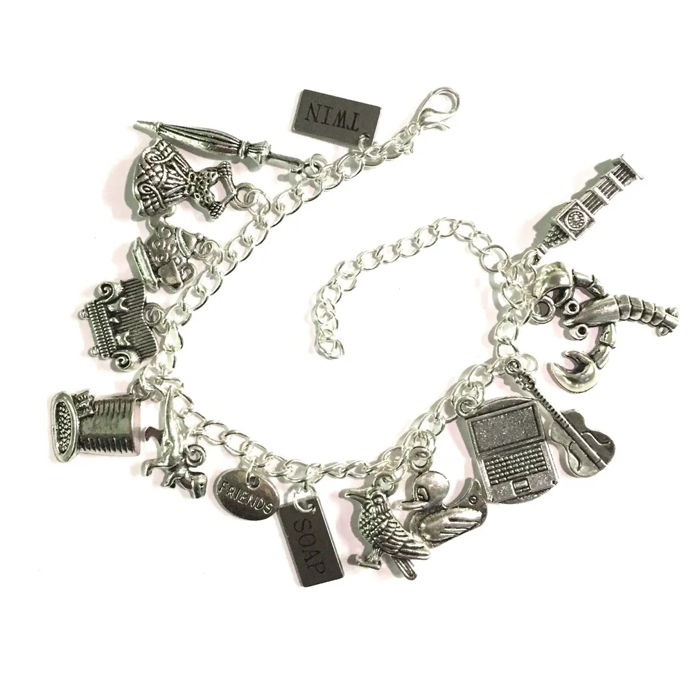 FRIENDS Charm Bracelet 15 In 1 Charms, Monica Chandler Rachel Ross Joey Phoebe New York