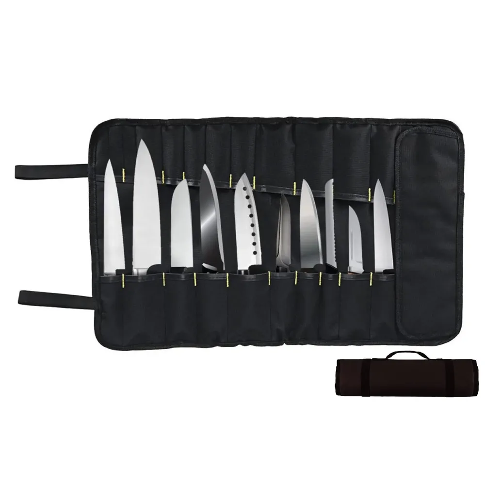 22 Knife Slot Chef Knife Bag Roll Bag Carry Case Bag Kitchen Portable Storage Multi-Function Knife Roll with Handle Chef Bag Oxford Cloth