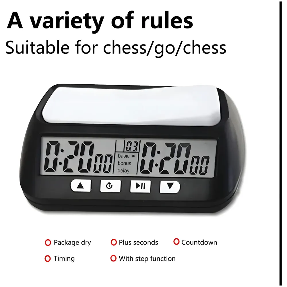 Pro Chess Clock for Professional Board Games Timer Clock Digital Chess Timer Professional for Board Games Timer Delay Basic Bonus Count up and Count Down Black