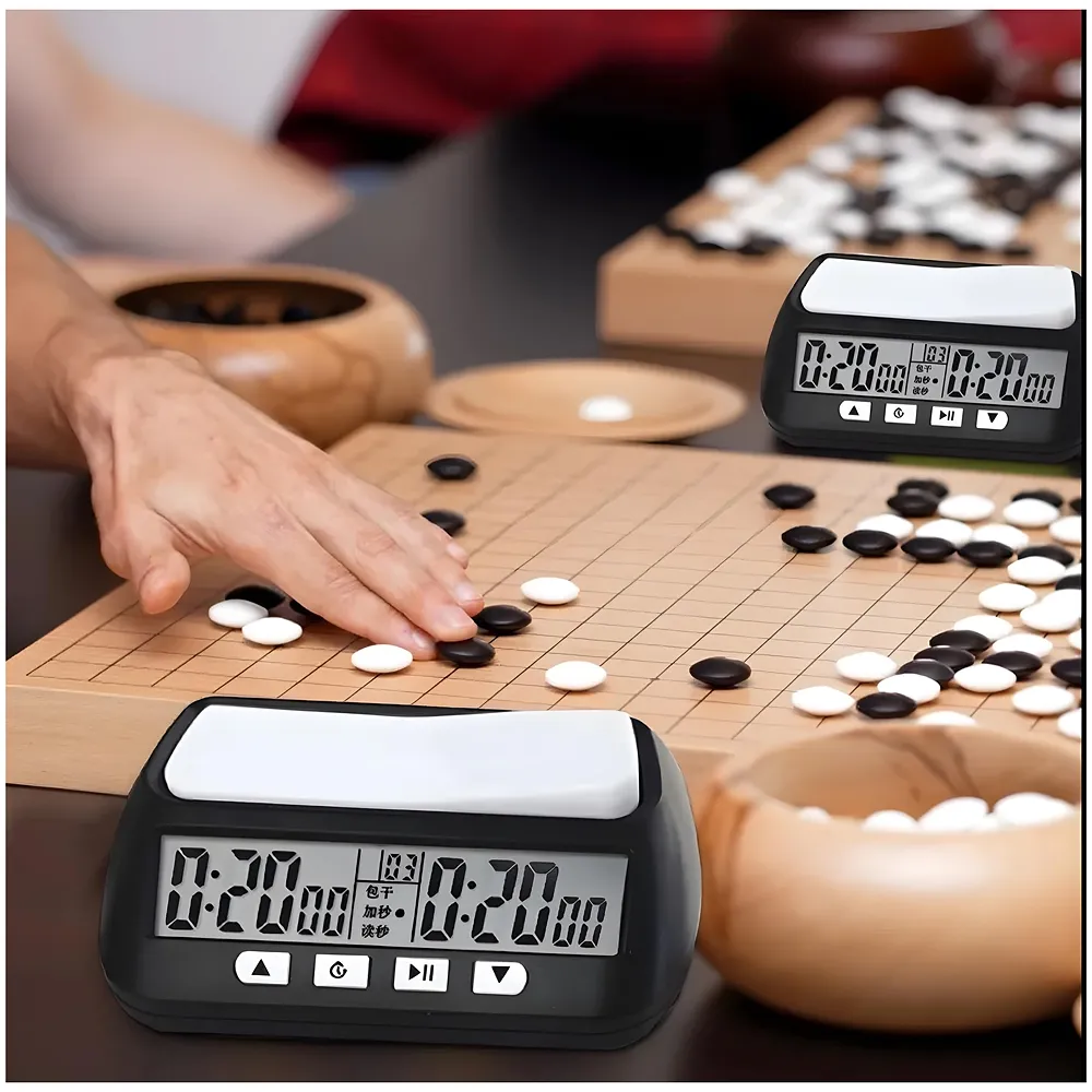 VINJOE Chess Clock Digital Chess Timer Professional for Board Games,Portable Digital Chess Clock & Game Timer with Basic,Bonus,Delay and Positive Time Features Best Gifts for Christmas(Without Battery