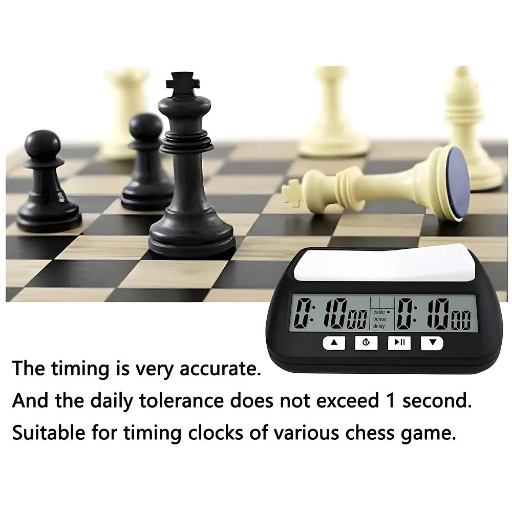 VINJOE Chess Clock Digital Chess Timer Professional for Board Games,Portable Digital Chess Clock & Game Timer with Basic,Bonus,Delay and Positive Time Features Best Gifts for Christmas(Without Battery