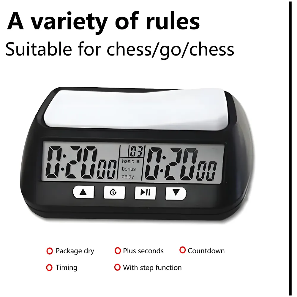 VINJOE Chess Clock Digital Chess Timer Professional for Board Games,Portable Digital Chess Clock & Game Timer with Basic,Bonus,Delay and Positive Time Features Best Gifts for Christmas(Without Battery