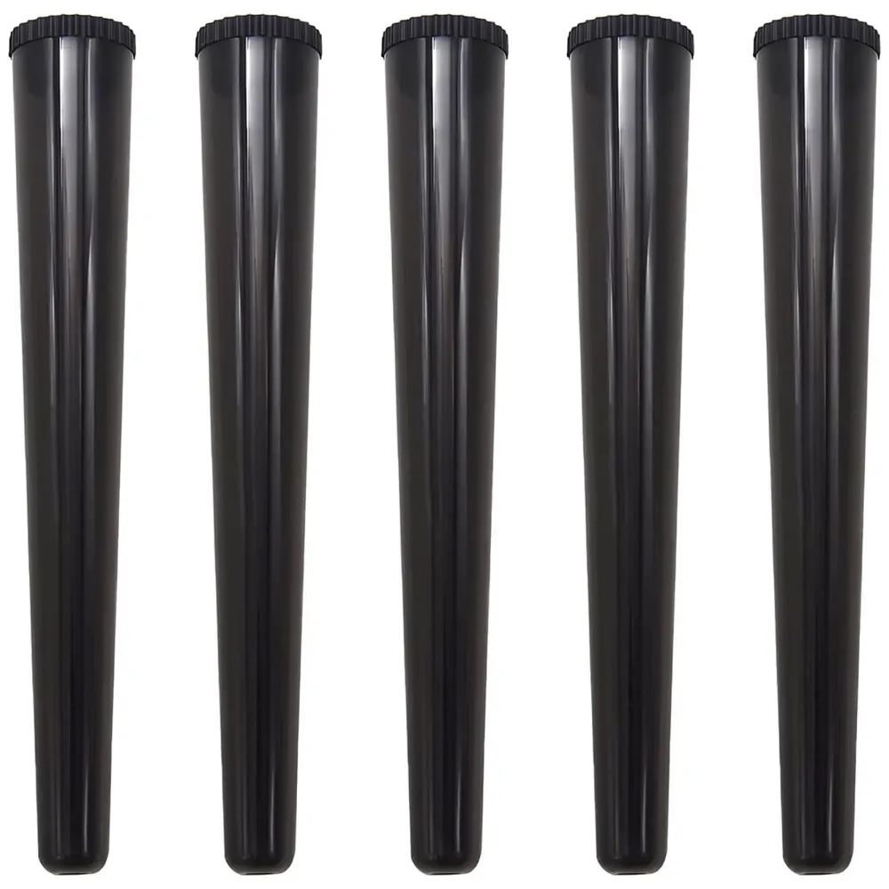 5 Pcs Doob Tubes Smell Proof, King Size Cone Holder Airtight Hard Plastic Tube, 112mm Smoking Rolling Cigar Tube with Lids, Storage Holder for Cone Cigar and Doob - Black