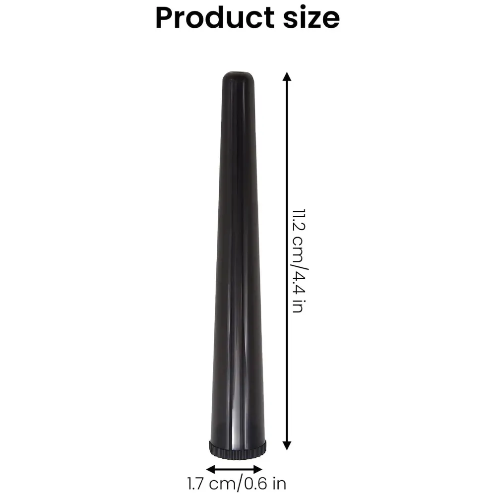 5 Pcs Doob Tubes Smell Proof, King Size Cone Holder Airtight Hard Plastic Tube, 112mm Smoking Rolling Cigar Tube with Lids, Storage Holder for Cone Cigar and Doob - Black - 3