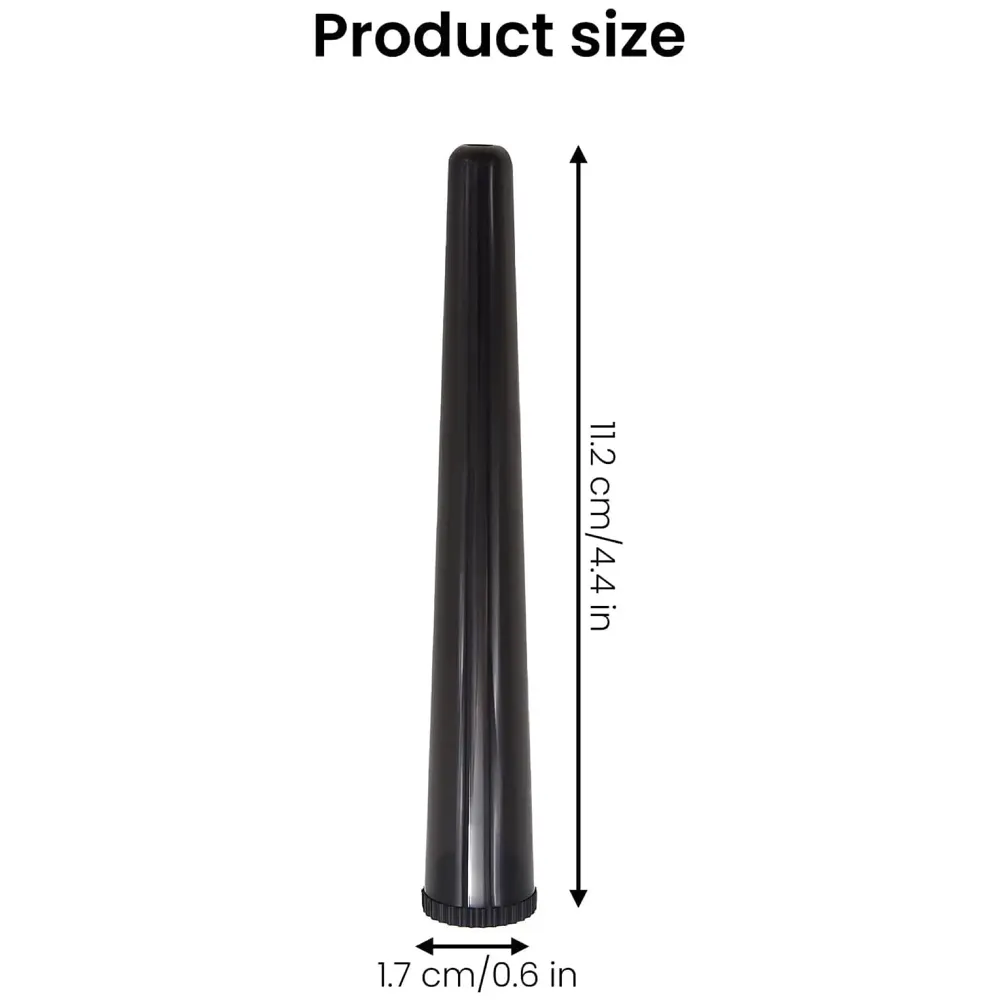 5 Pcs Doob Tubes Smell Proof, King Size Cone Holder Airtight Hard Plastic Tube, 112mm Smoking Rolling Cigar Tube with Lids, Storage Holder for Cone Cigar and Doob - Black