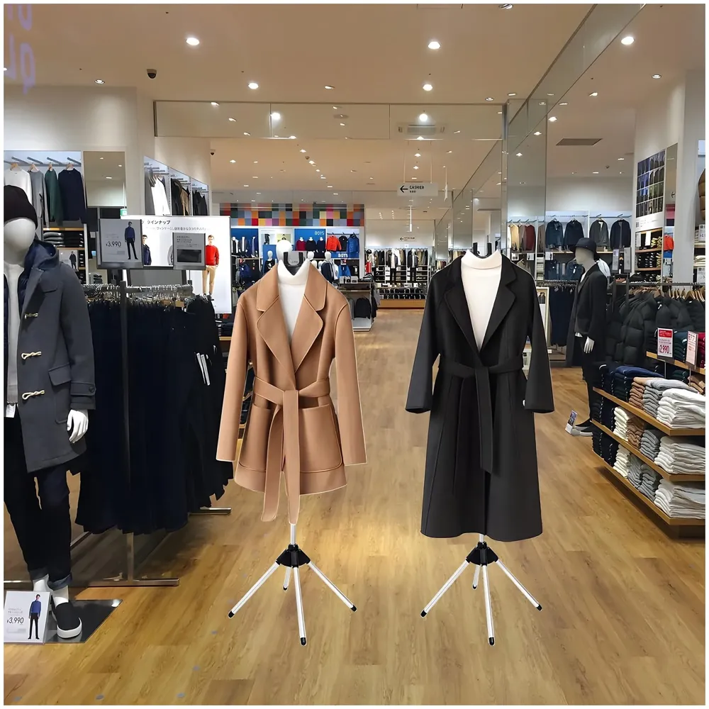 Clothes Display Stand Hanger Rack For Shops Retailers, Steam Iron Stand Adjustable 3-Height Tripod Foldable Clothing Rack For Air Drying, Ironing & Storage., 430 x 20 x 860 mm