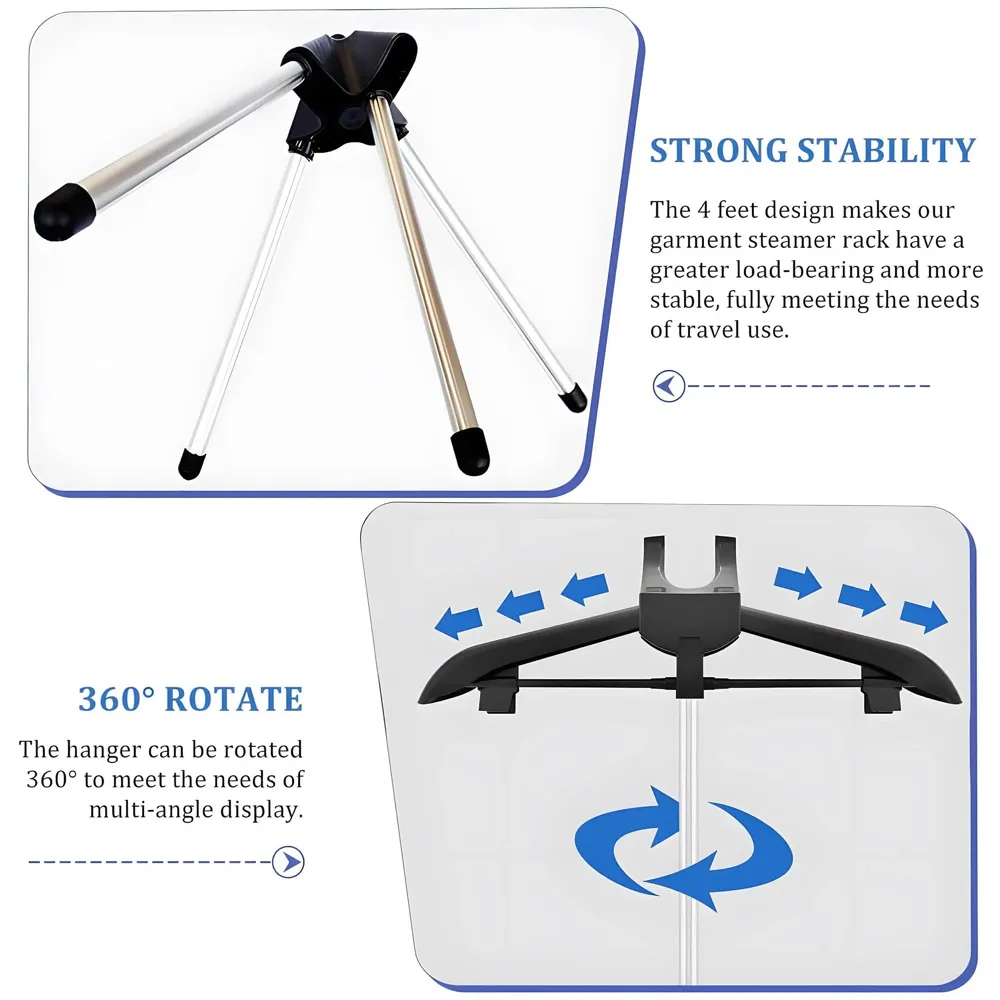 Clothes Display Stand Hanger Rack For Shops Retailers, Steam Iron Stand Adjustable 3-Height Tripod Foldable Clothing Rack For Air Drying, Ironing & Storage., 430 x 20 x 860 mm