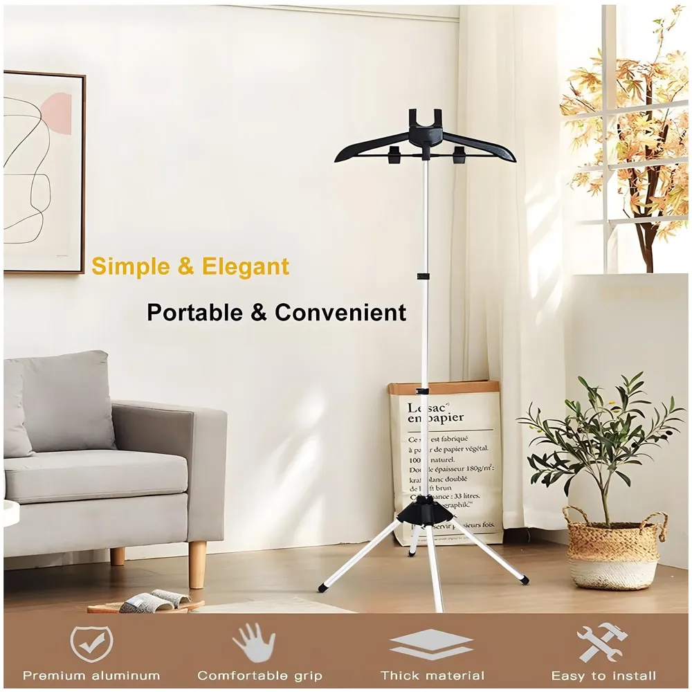 Clothes Display Stand Hanger Rack For Shops Retailers, Steam Iron Stand Adjustable 3-Height Tripod Foldable Clothing Rack For Air Drying, Ironing & Storage., 430 x 20 x 860 mm