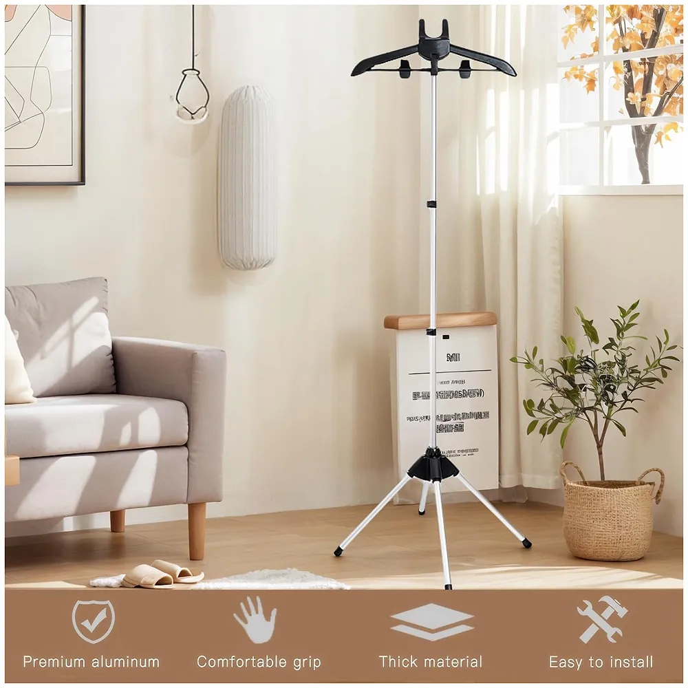 TONINT Clothes Display Stand Hanger Rack For Shops Retailers, Steam Iron Stand Adjustable 3-Height Tripod Foldable Clothing Rack For Air Drying, Ironing & Storage., 430 x 20 x 860 mm