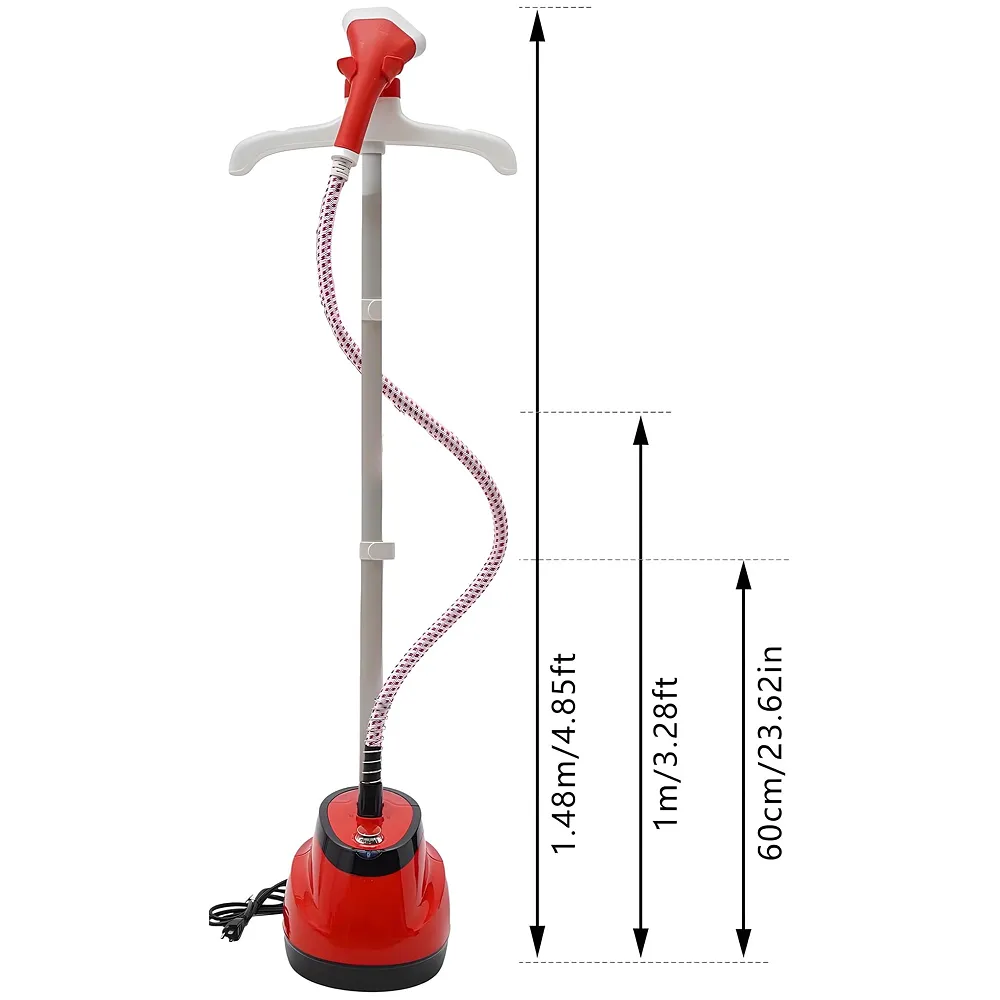 2200W Standing Garment Steamer, 10 Modes Advanced Clothes Steamer For Wrinkle-Free Clothes - Fast Heat-Up, Portable, And Efficient For Home And Professionals, Steam Iron. Red Premium