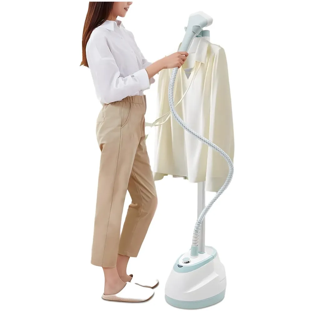 2200W Standing Garment Steamer, 10 Modes Advanced Clothes Steamer For Wrinkle-Free Clothes - Fast Heat-Up, Portable, And Efficient For Home And Professionals, Steam Iron. Blue White