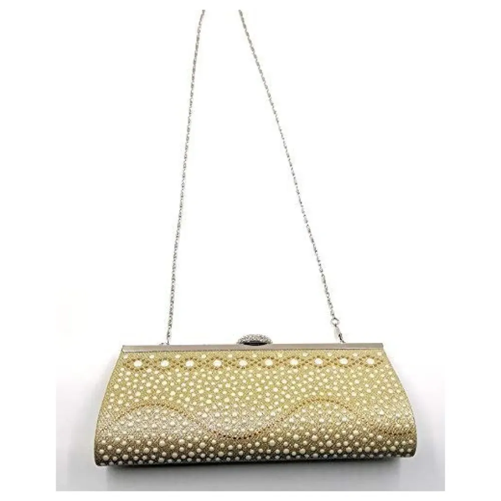 Clutch With Pearls And Sling, wedding, gathering, outing, parties clutch purse bag for women