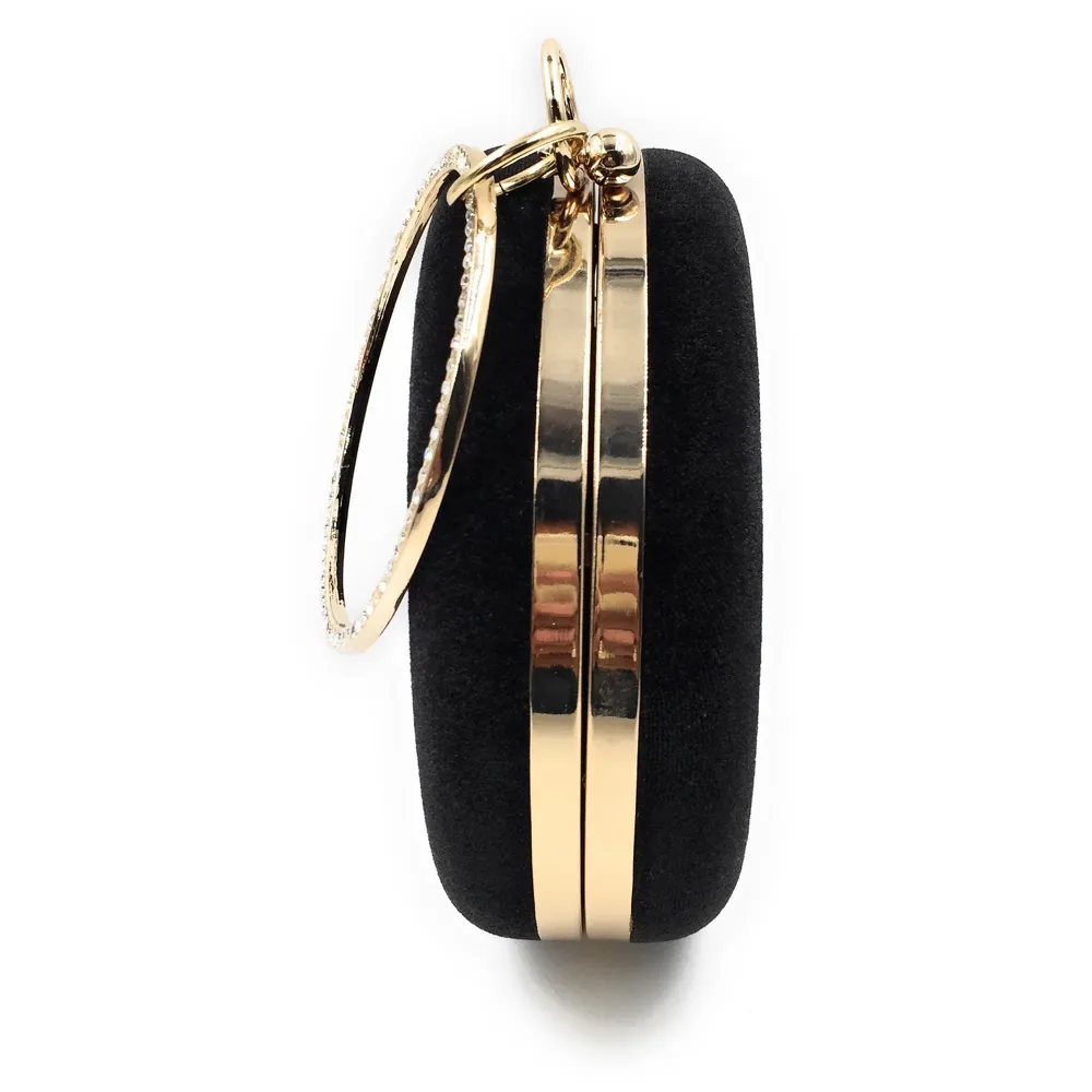 Elegant Black Premium Evening Clutch Bag with Adjustable Shoulder Chain, SNAP Closure & Smooth Inner Satin (Black) - 5