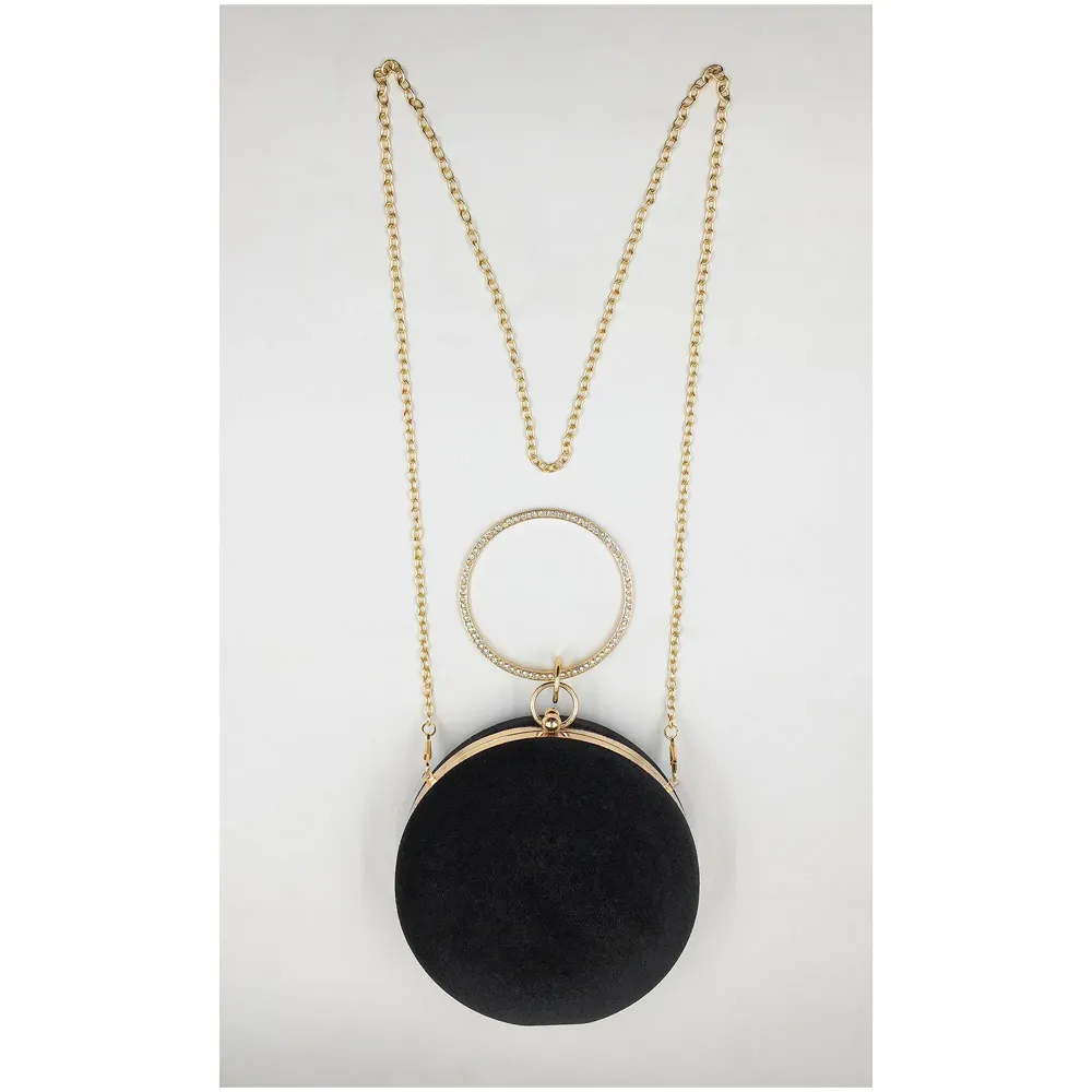 Elegant Black Premium Evening Clutch Bag with Adjustable Shoulder Chain, SNAP Closure & Smooth Inner Satin (Black)