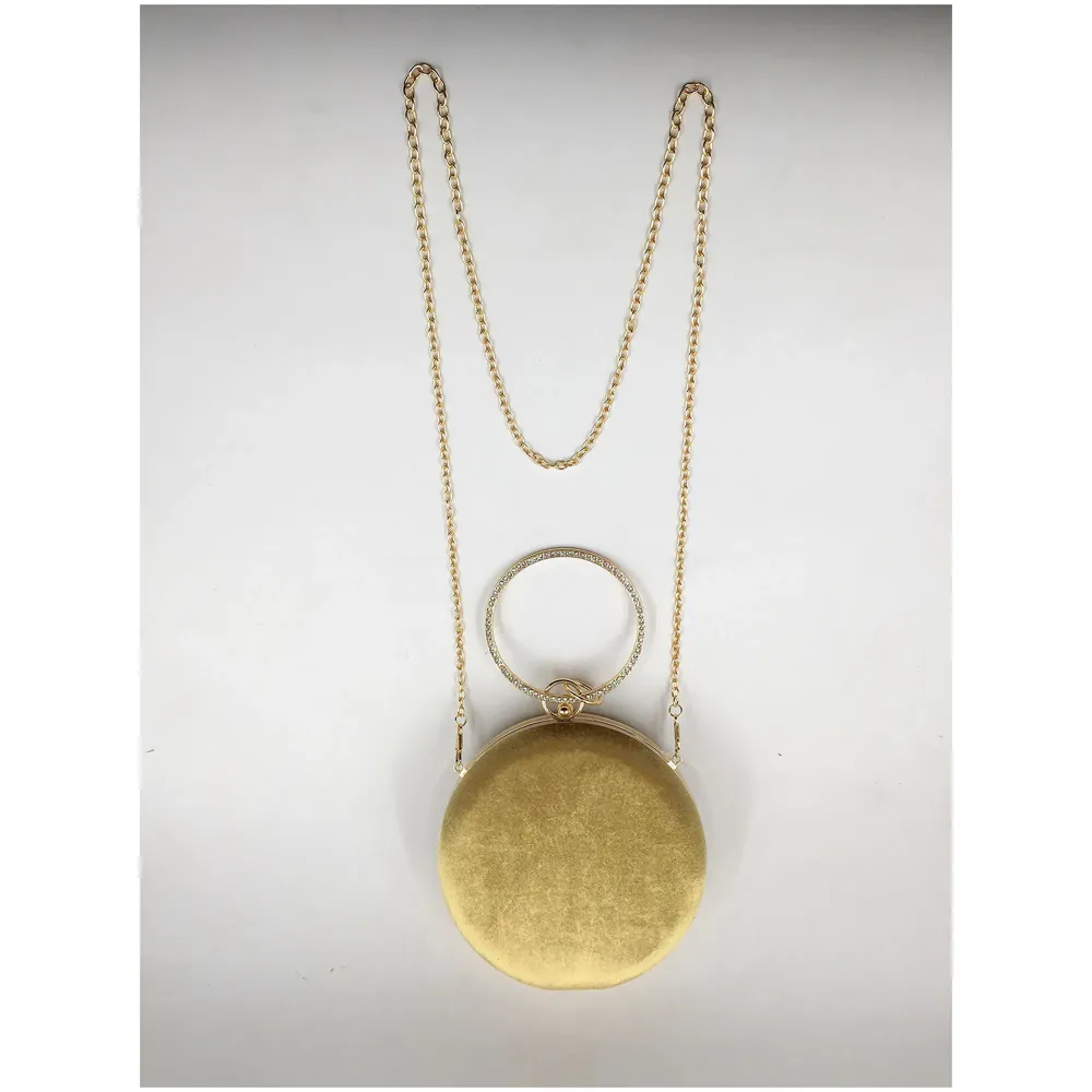 ELEGANT BLACK PREMIUM EVENING CLUTCH BAG WITH ADJUSTABLE SHOULDER CHAIN, SNAP CLOSURE & SMOOTH INNER SATIN (Gold)