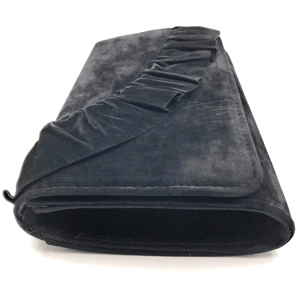 ELEGANT PREMIUM EVENING CLUTCH BAG WITH ADJUSTABLE SHOULDER CHAIN, SNAP CLOSURE & SMOOTH INNER SATIN (28 CMS x 18 CMS) (Black) - 5