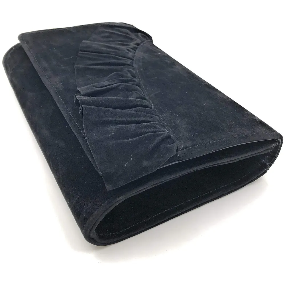 ELEGANT PREMIUM EVENING CLUTCH BAG WITH ADJUSTABLE SHOULDER CHAIN, SNAP CLOSURE & SMOOTH INNER SATIN (28 CMS x 18 CMS) (Black) - 6