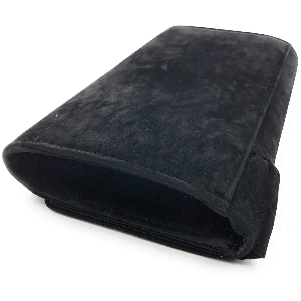 ELEGANT PREMIUM EVENING CLUTCH BAG WITH ADJUSTABLE SHOULDER CHAIN, SNAP CLOSURE & SMOOTH INNER SATIN (28 CMS x 18 CMS) (Black) - 7