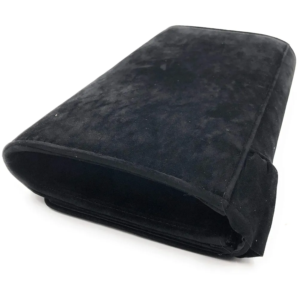 ELEGANT PREMIUM EVENING CLUTCH BAG WITH ADJUSTABLE SHOULDER CHAIN, SNAP CLOSURE & SMOOTH INNER SATIN (28 CMS x 18 CMS) (Black)