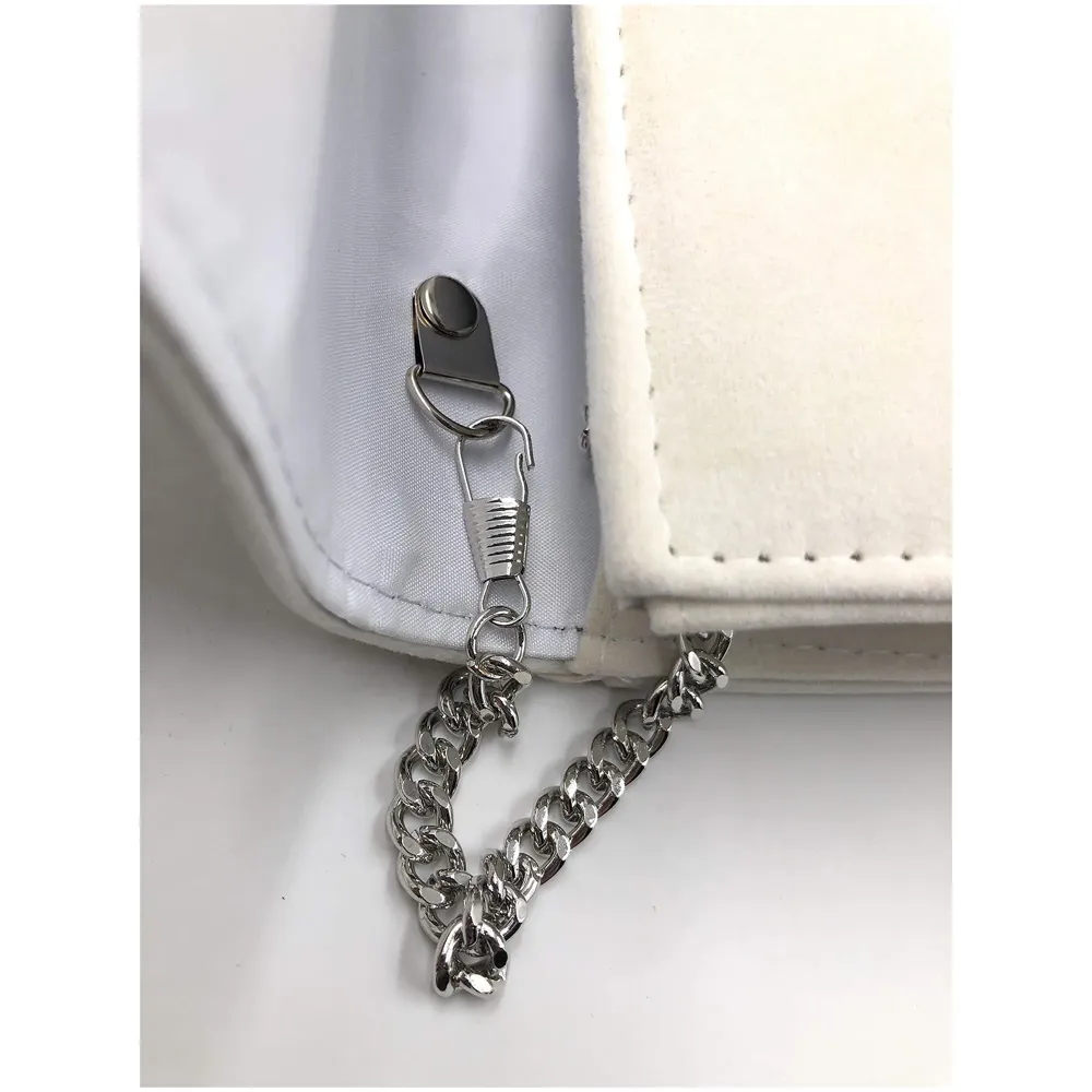 Women's Felt Elegant Clutch Bag with Adjustable Shoulder Chain and Smooth Inner Satin (28 cm X 18 cm, Cream)