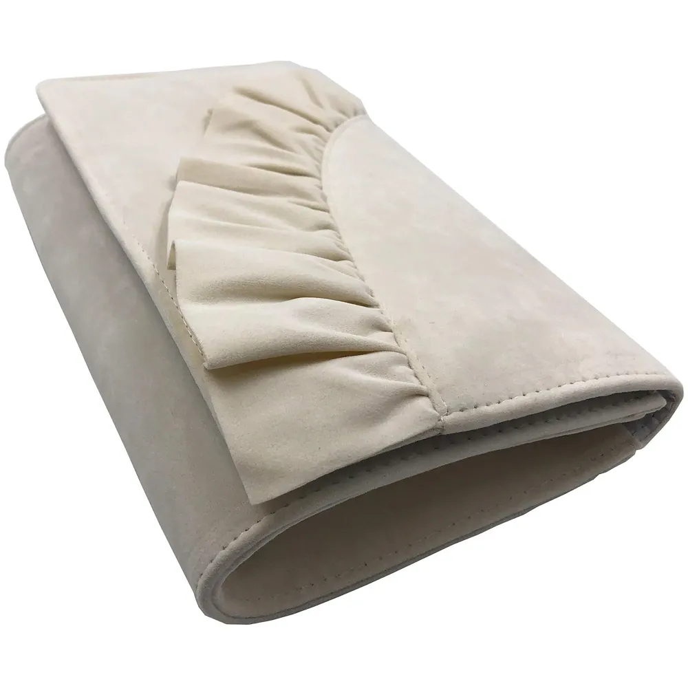 Women's Felt Elegant Clutch Bag with Adjustable Shoulder Chain and Smooth Inner Satin (28 cm X 18 cm, Cream)