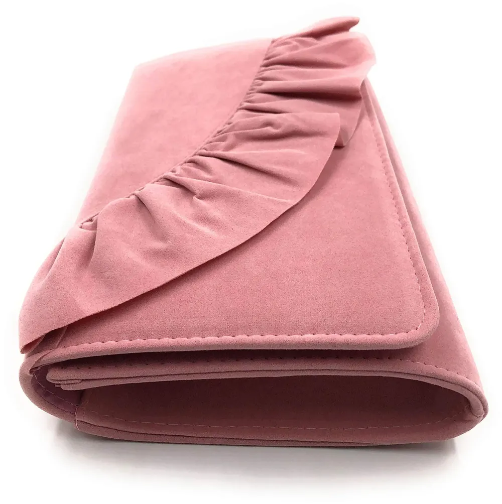 Women's Elegant Premium Clutch Bag with Adjustable Shoulder Chain, Snap Closure and Smooth Inner Satin (Pink, 28 x18 cm)