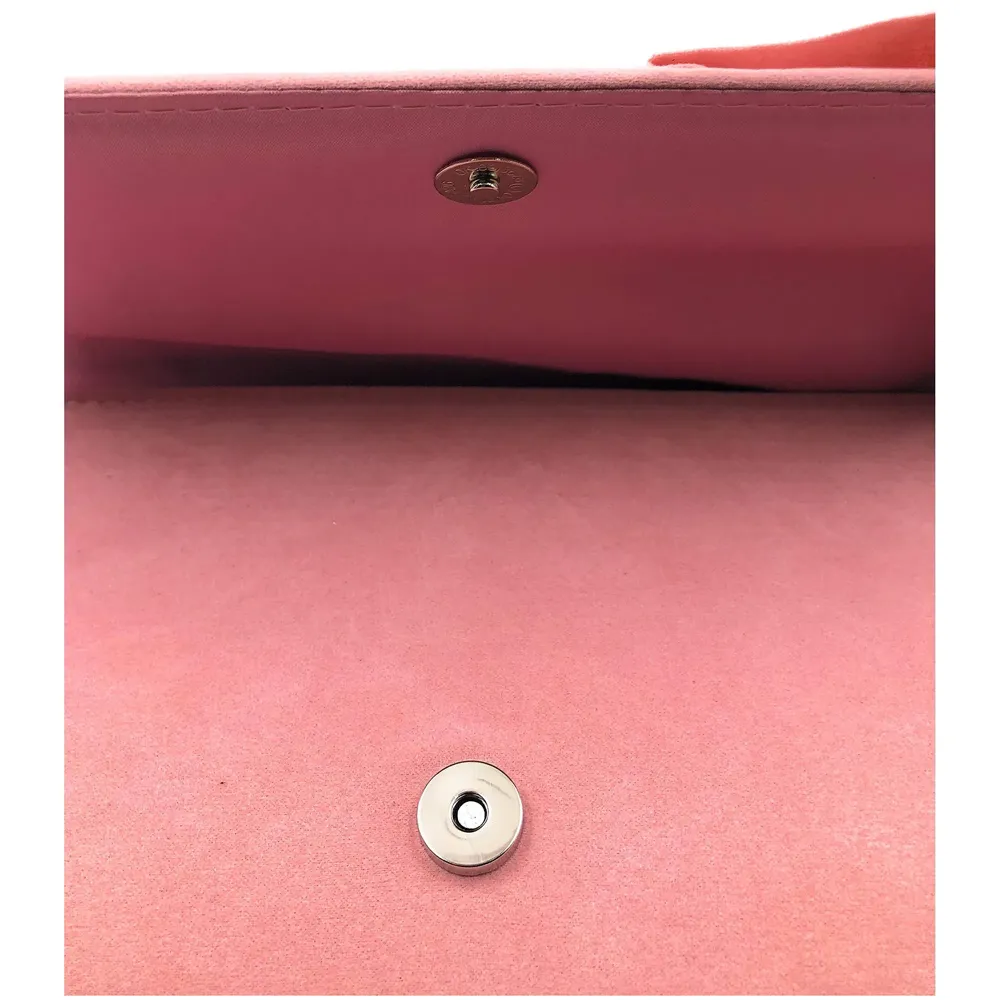 Women's Elegant Premium Clutch Bag with Adjustable Shoulder Chain, Snap Closure and Smooth Inner Satin (Pink, 28 x18 cm)