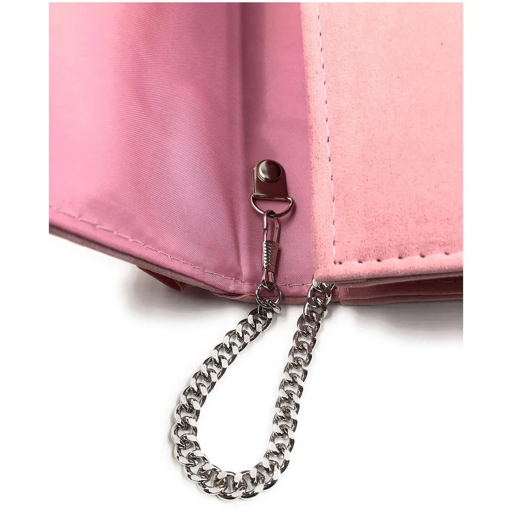 Women's Elegant Premium Clutch Bag with Adjustable Shoulder Chain, Snap Closure and Smooth Inner Satin (Pink, 28 x18 cm)