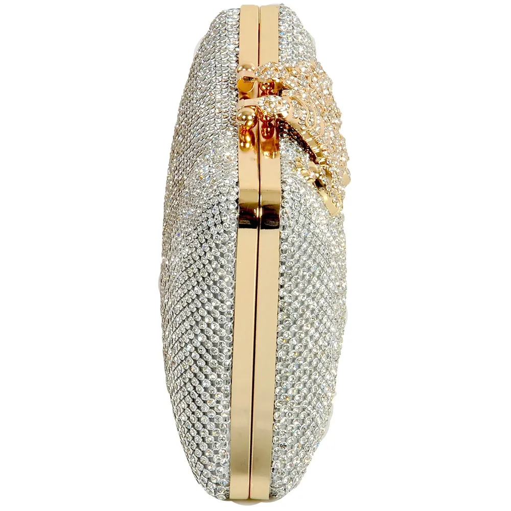 Women's Clutch (Diamond Gold Silver,Premium Pearl Diamond Silver Two Sided) (Peacock)