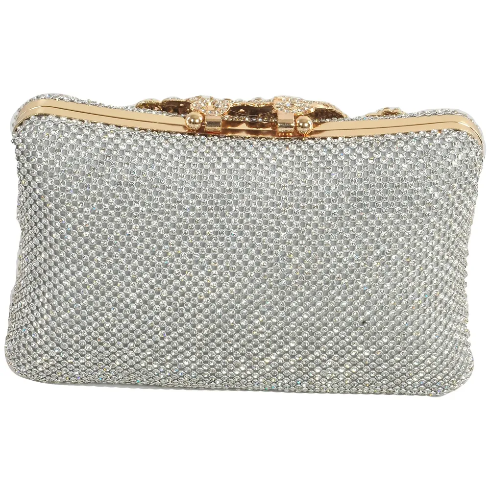Women's Clutch (Diamond Gold Silver,Premium Pearl Diamond Silver Two Sided) (Peacock)