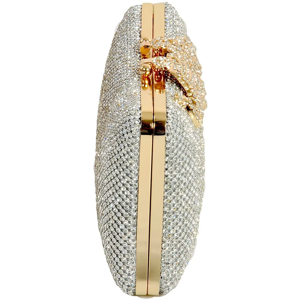 Women's Clutch (Diamond Gold Silver,Premium Pearl Diamond Silver Two Sided) (Peacock)