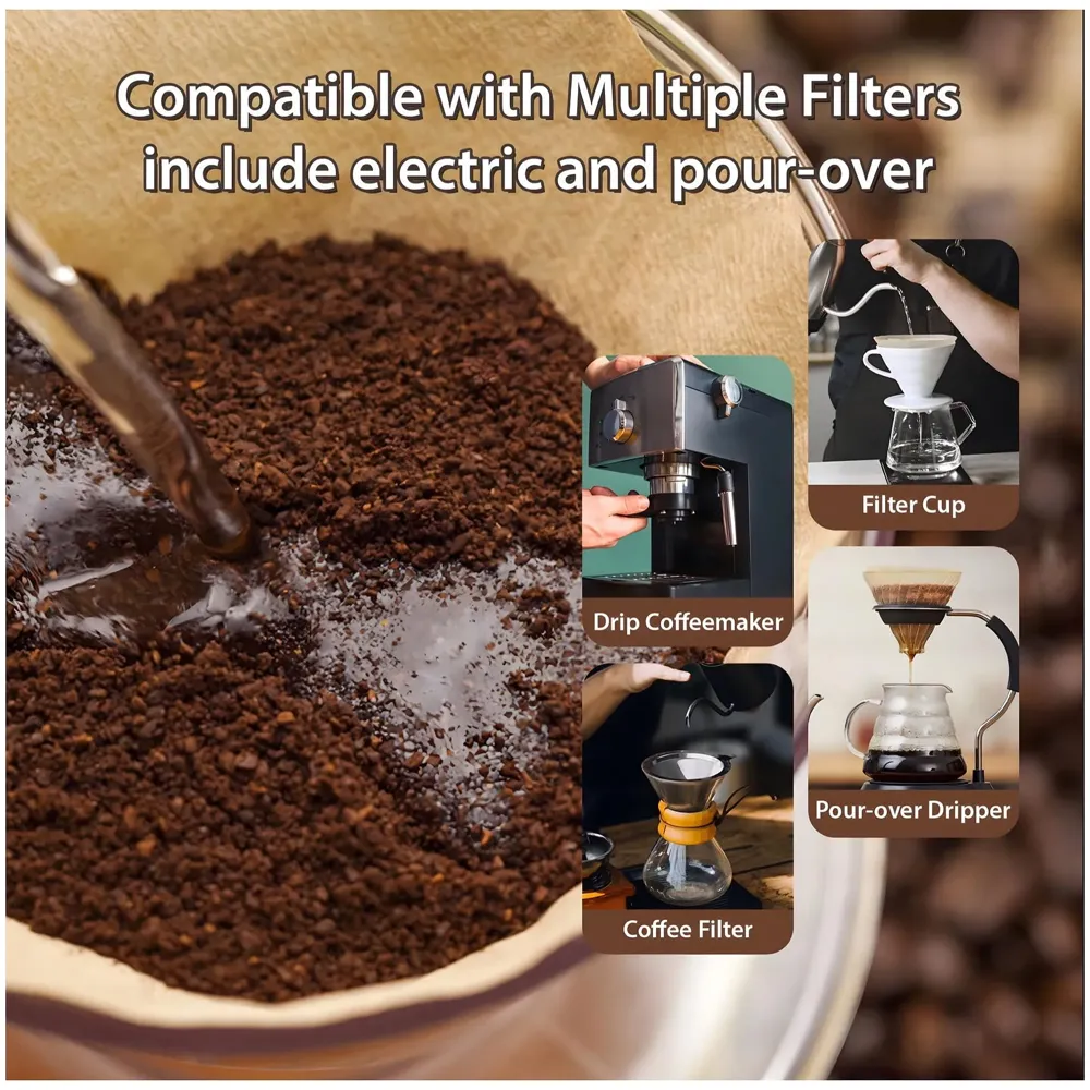 100 Pcs Coffee Filters, Size 02 Unbleached Cone Filters, Disposable Natural Paper Filters 2-4 Cup, 02 Cone for Pour Over and Drip Coffee Maker - 2