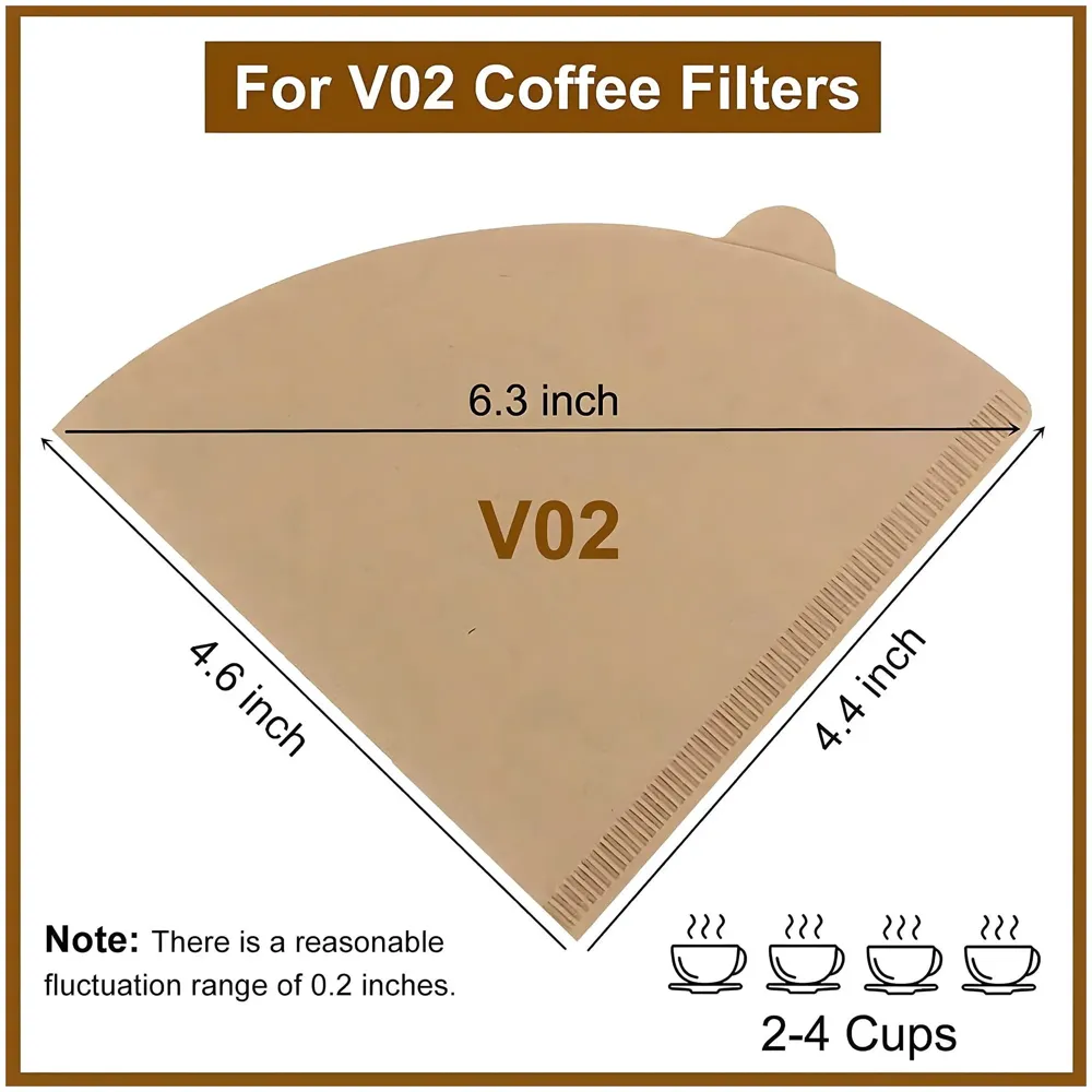 100 Pcs Coffee Filters, Size 02 Unbleached Cone Filters, Disposable Natural Paper Filters 2-4 Cup, 02 Cone for Pour Over and Drip Coffee Maker - 3