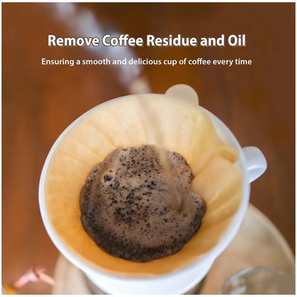 100 Pcs Coffee Filters, Size 02 Unbleached Cone Filters, Disposable Natural Paper Filters 2-4 Cup, 02 Cone for Pour Over and Drip Coffee Maker - 9