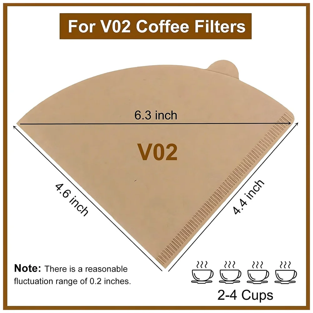 400 Pcs (4 x 100) Coffee Filters Size 02 Unbleached Cone 2-4 Cup