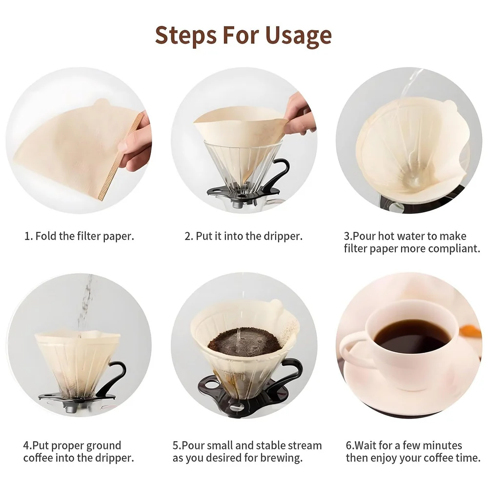 400 Pcs (4 x 100) Coffee Filters Size 02 Unbleached Cone 2-4 Cup