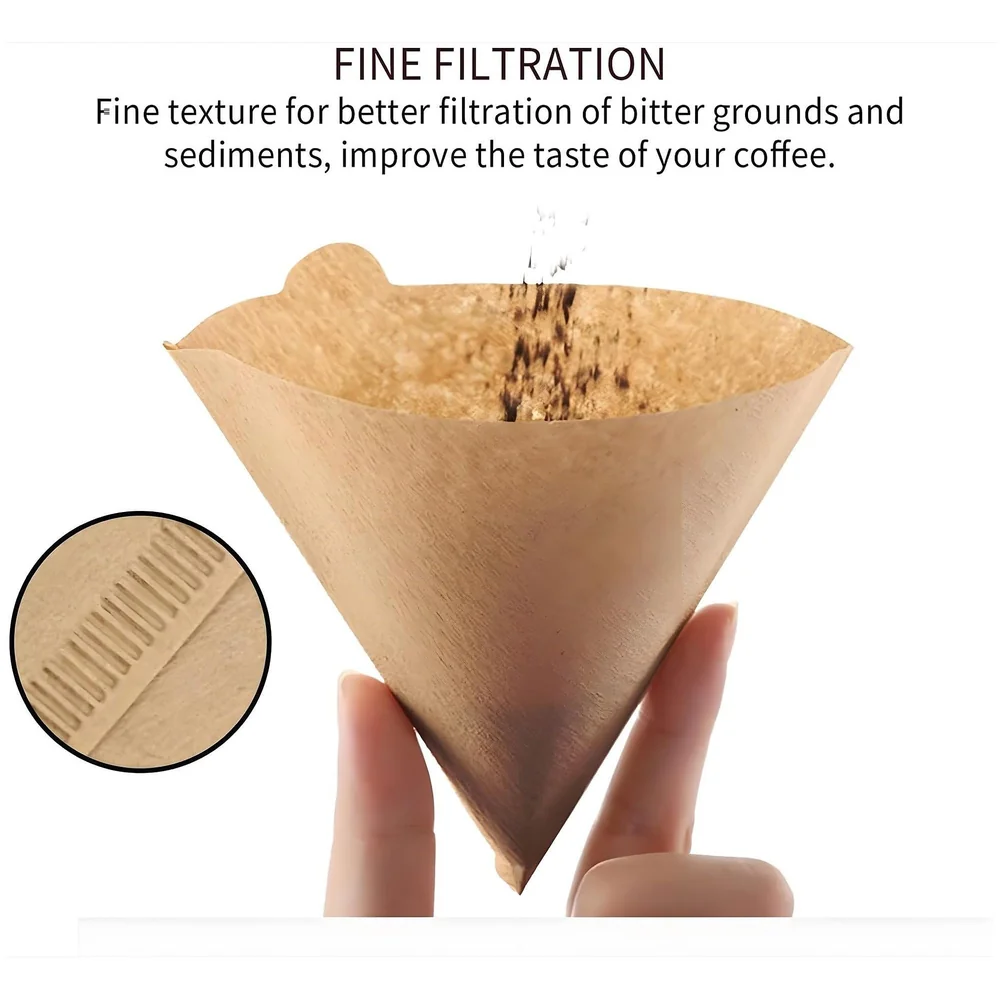 400 Pcs (4 x 100) Coffee Filters Size 02 Unbleached Cone 2-4 Cup