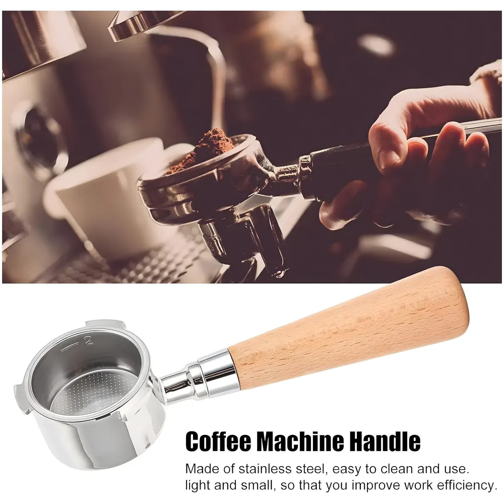 51 mm Coffee Portafilter Bottomless –Steel & Wood Handle, Compatible with Espresso Machines - Crema Enhancement & Precise Extraction - Coffee Extraction Accessories - 21cm x 5.1cm