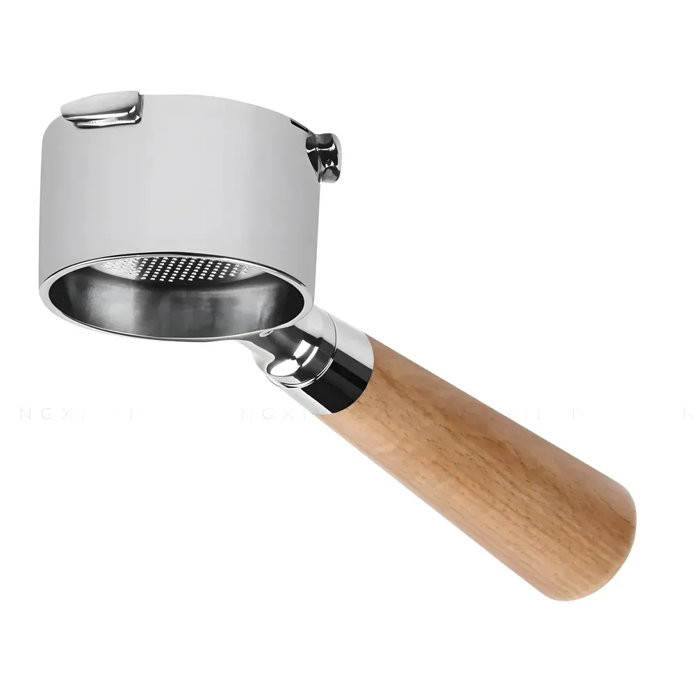 51 mm Coffee Portafilter Bottomless –Steel & Wood Handle, Compatible with Espresso Machines - Crema Enhancement & Precise Extraction - Coffee Extraction Accessories - 21cm x 5.1cm