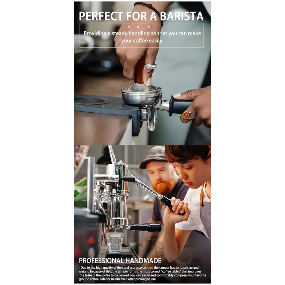 Coffee Tamper – 51 mm, Espresso Tamper, Coffee Bean Press Crema, Barista-Grade Tool for Home & Café, Accessories Coffee Powder Presser - 51 x 90 mm Wooden