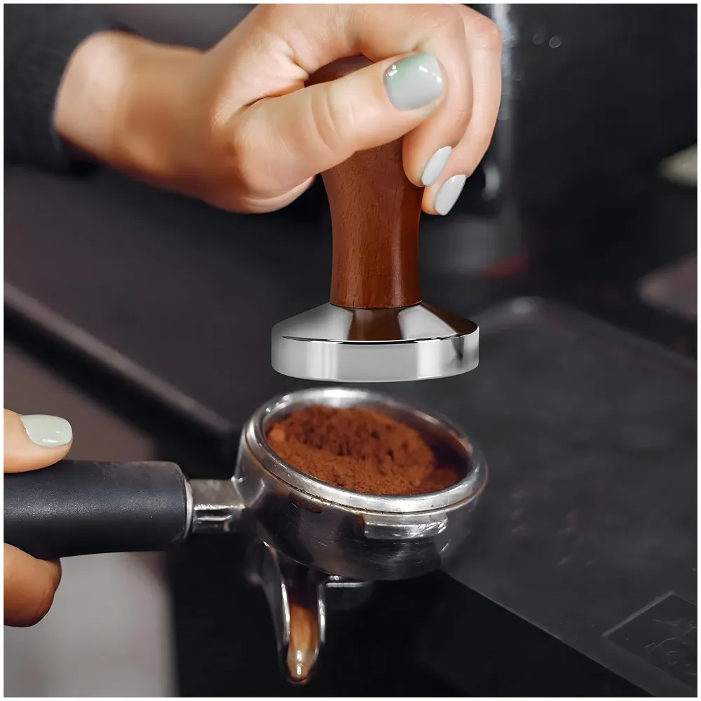 Coffee Tamper – 51 mm, Espresso Tamper, Coffee Bean Press Crema, Barista-Grade Tool for Home & Café, Accessories Coffee Powder Presser - 51 x 90 mm Wooden